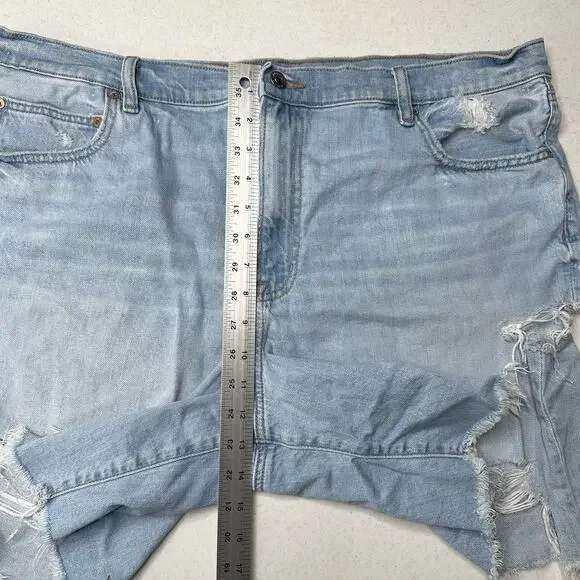 American Eagle Shorts 20 90s Boyfriend Bermuda Blue Denim Distressed Grunge - Picture 4 of 9